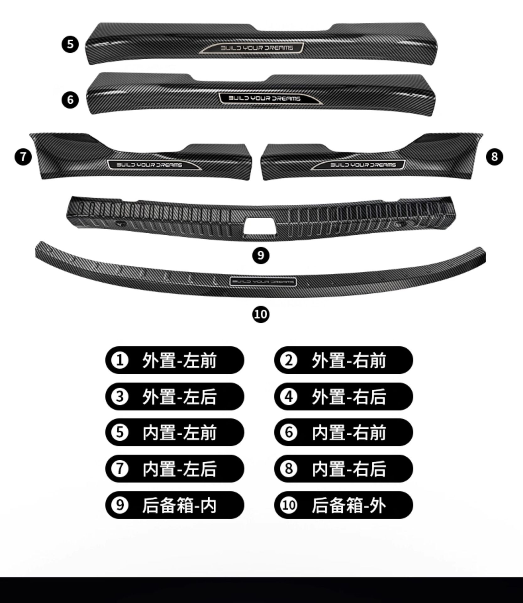 Byd Dolphin/Seal 06Dmi Threshold Strip, Hiace 07/06Ev Seagull Welcome Pedal, Trunk Guard