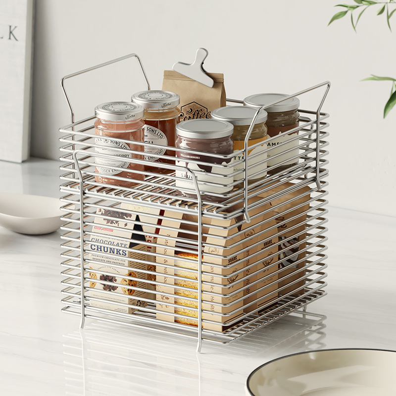 304 ステンレス鋼の収納バスケットは、キッチンの果物と野菜の収納ラック、野菜バスケット、カウンタートップの収納バスケットとして積み重ねることができます。