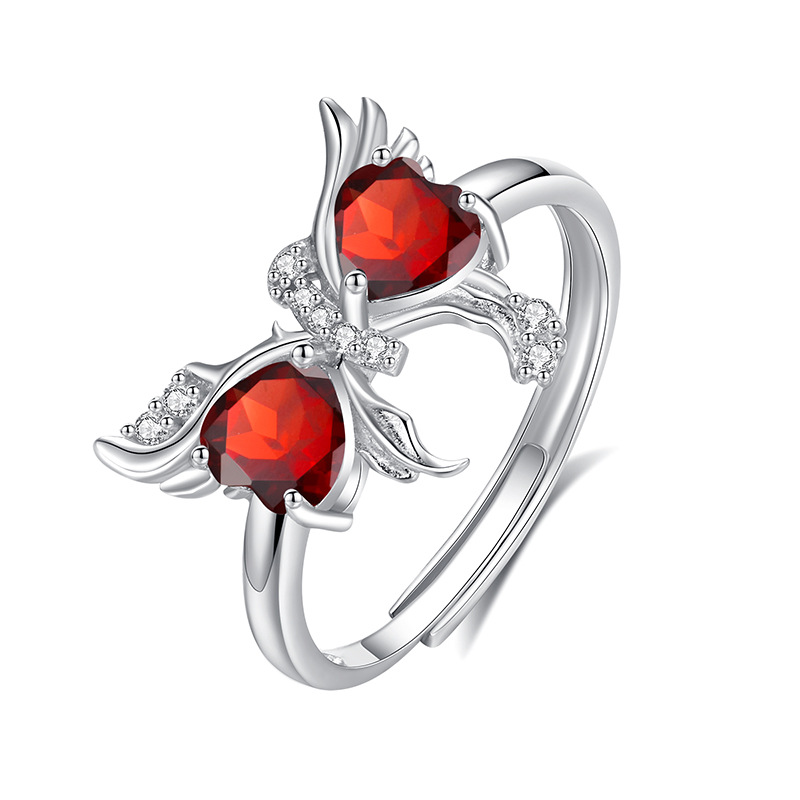 Anillo de mariposa de peridoto natural de lujo ligero para mujer s925