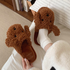 かわいい家の室内用の暖かいベルベット子犬冬の寝室の床の柔らかい底の漫画の月子靴の女性
