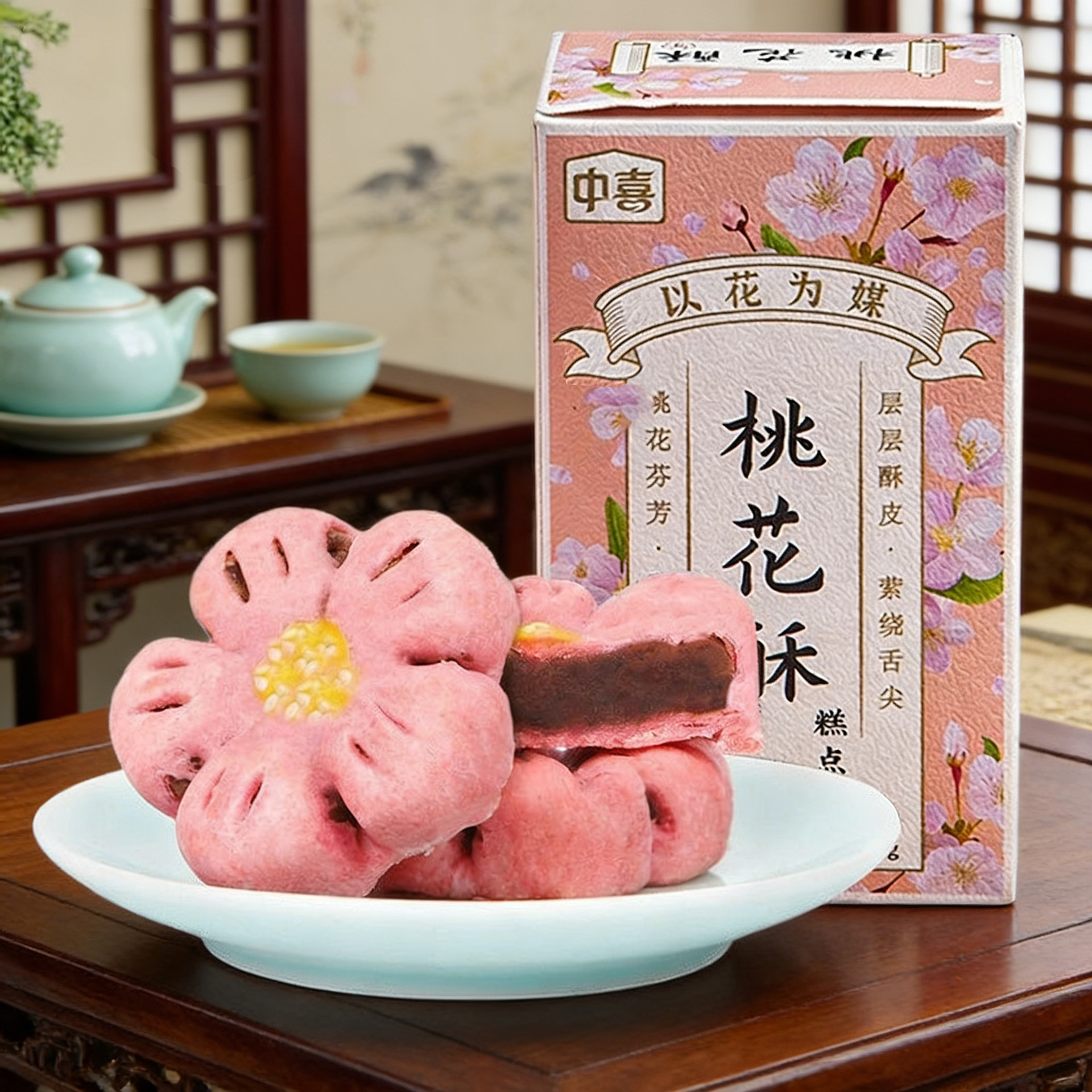 桃花酥梅花酥饼糕点手工传统网红点心樱花红豆酥上海特产零食小吃
