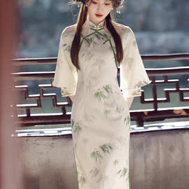 民国风旗袍年轻款少女秋季新中式国风素雅气质高端年新款长款