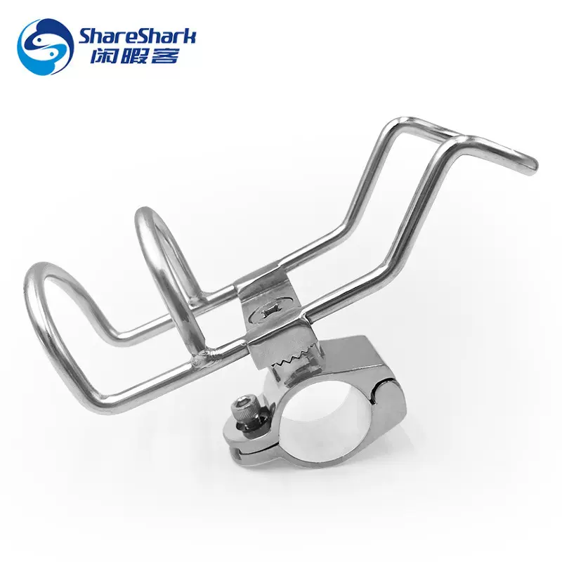 闲暇客 不锈钢鱼竿支架管夹式护栏支架游艇船用支架海钓配件