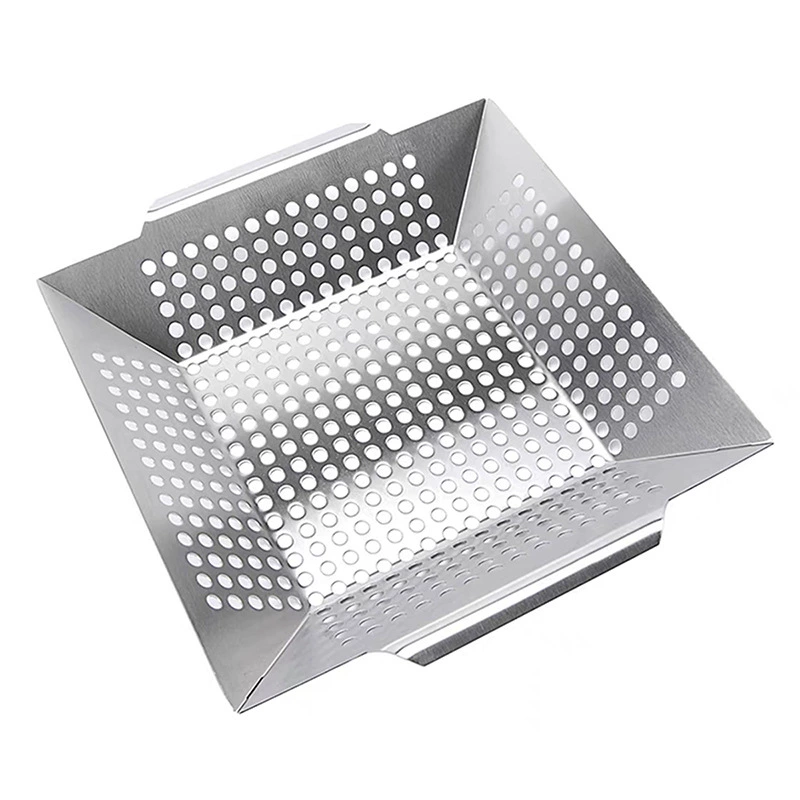 Stainless steel barbecue perforated tray for outdoor camping barbecue tray BBQ vegetable basket multi-function tool