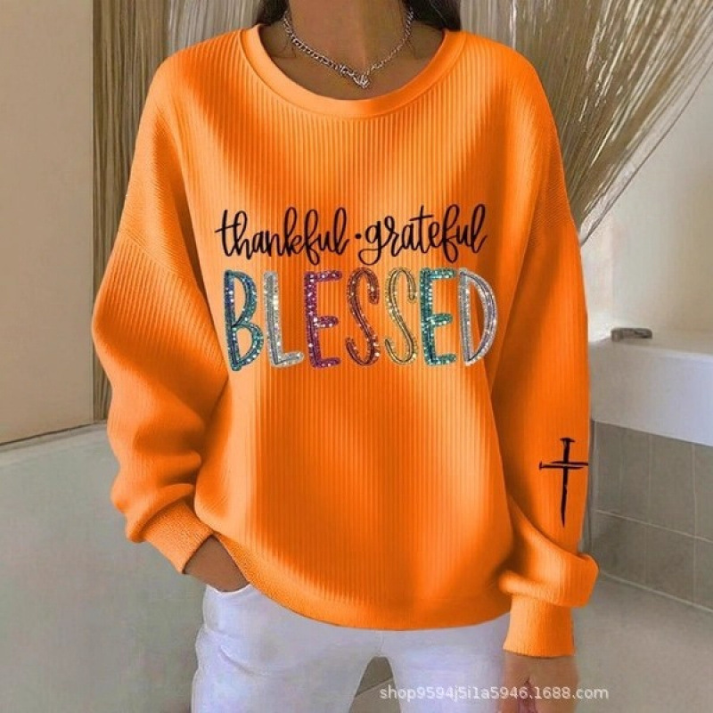 Cross-border women's pullover Christmas sweatshirt sportswear holiday casual round-neck long-sleeve top Christmas sweatshirt casual