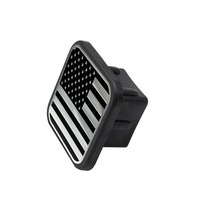 Other Car Modifications trailer hook dust plug square - black-background-silver-stripe-flag