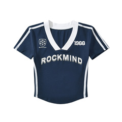 Lady's Summer V-Neck Striped Climbing Short-Sleeve Athleisure Letter Print Tight Short-Sleeve T-Shirt