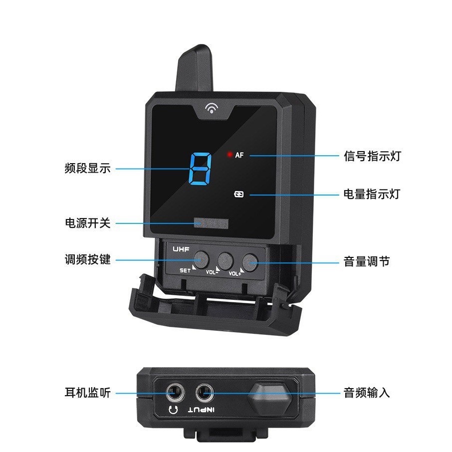 Sistema de Monitoreo Inalámbrico de Bodypack UHF con Reducción de Ruido para Escenario image 2