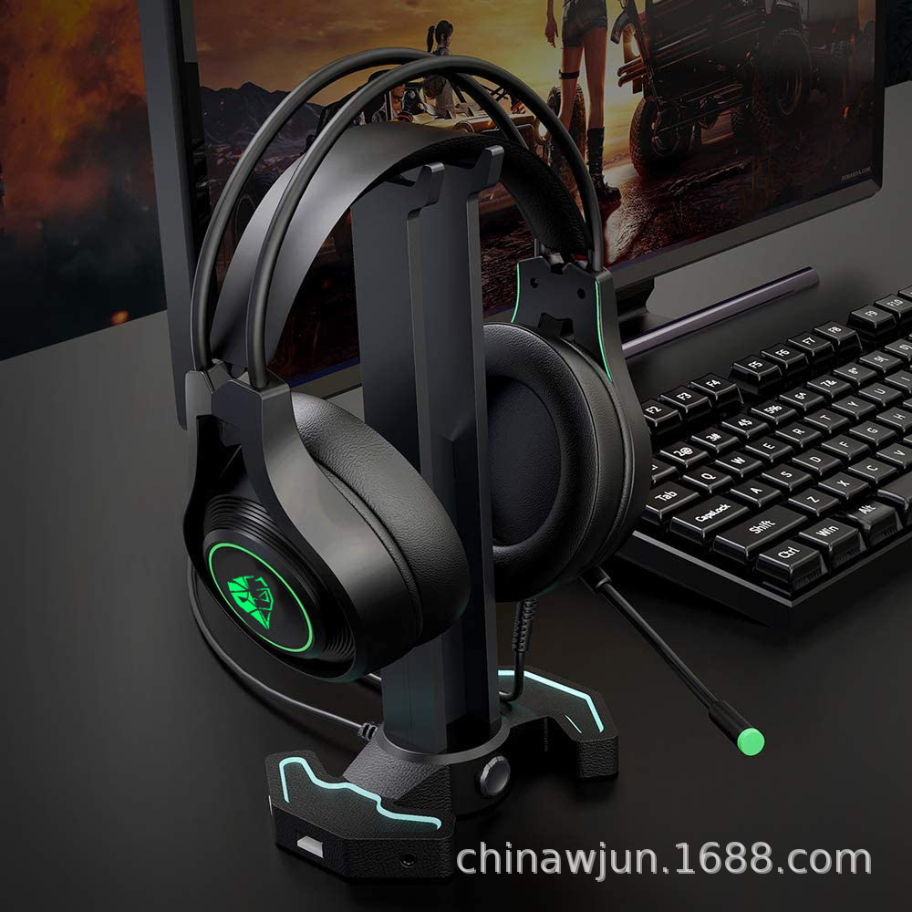 Auriculares transfronterizos con cable auriculares e-sports juego de auriculares pollo comiendo con micrófono portátil a juego de colores fríos