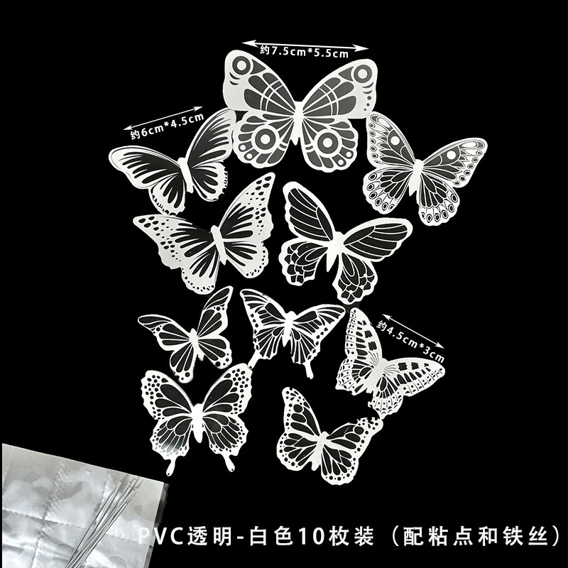 Pastel para hornear decoración PVC mariposa juego enchufable tarjeta de postre plataforma escena vestir serie