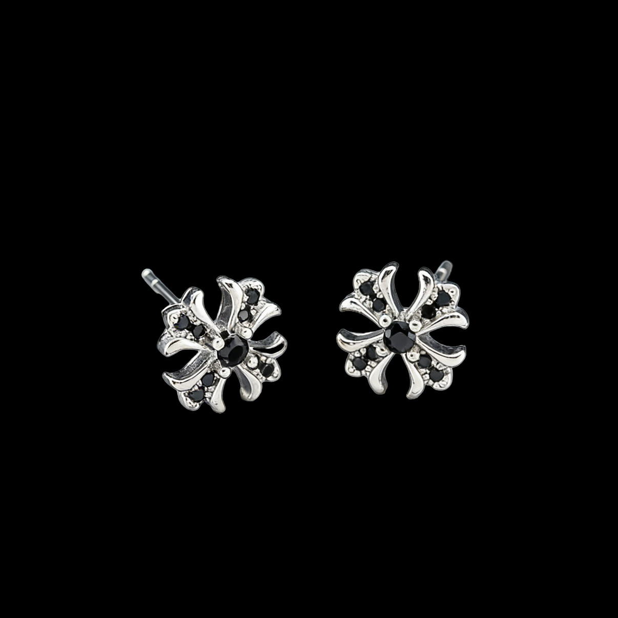 A pair of black diamond earrings (pierced ears required)