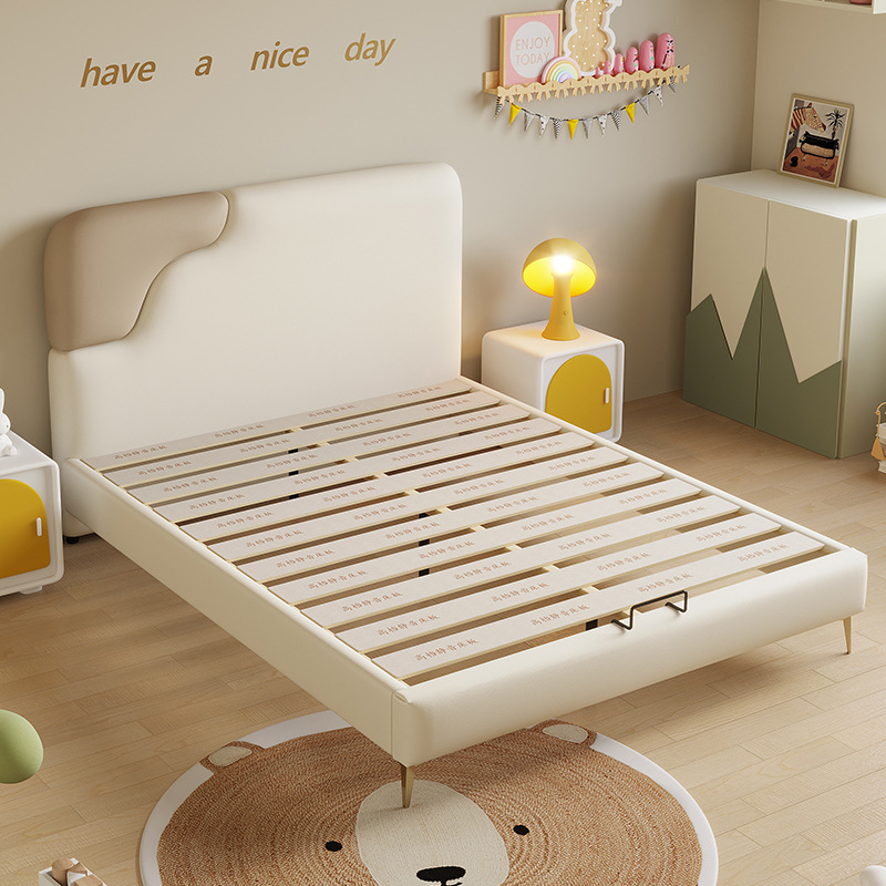 Modern minimalist 1.2m 1.5m small apartment children's single boy girl princess bed creative solid wood bed