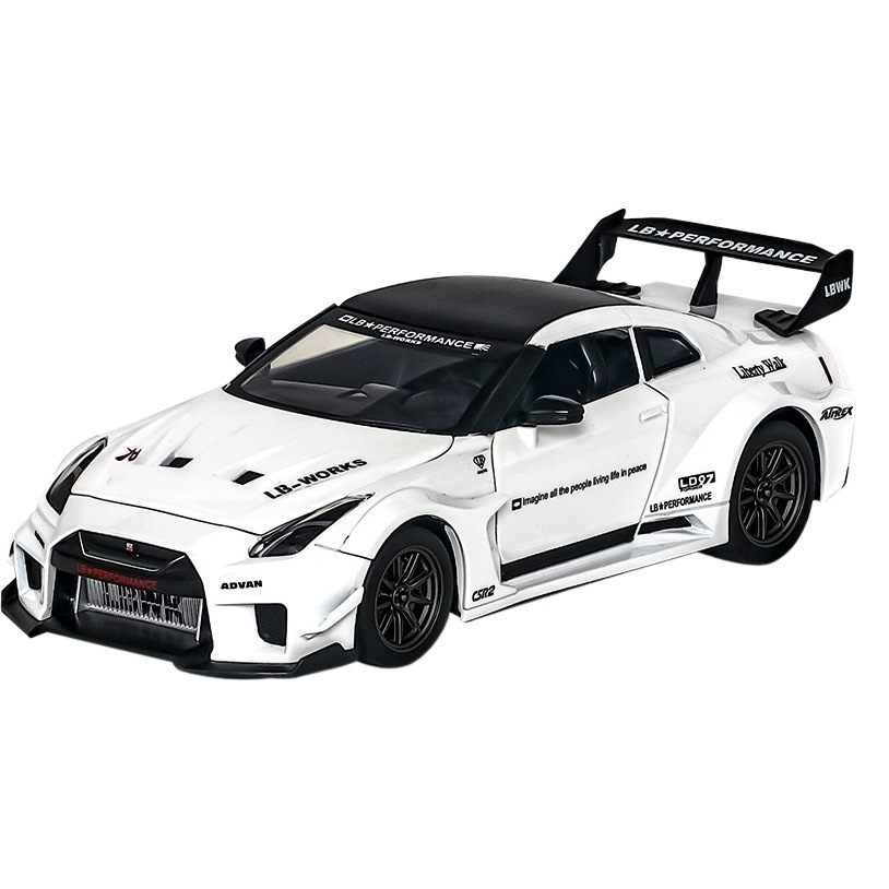 1:24 Nissan GTR modelo de aleación Tire hacia atrás sonido y luz rueda trasera amortiguador simulación coche deportivo Niño modelo de coche de juguete
