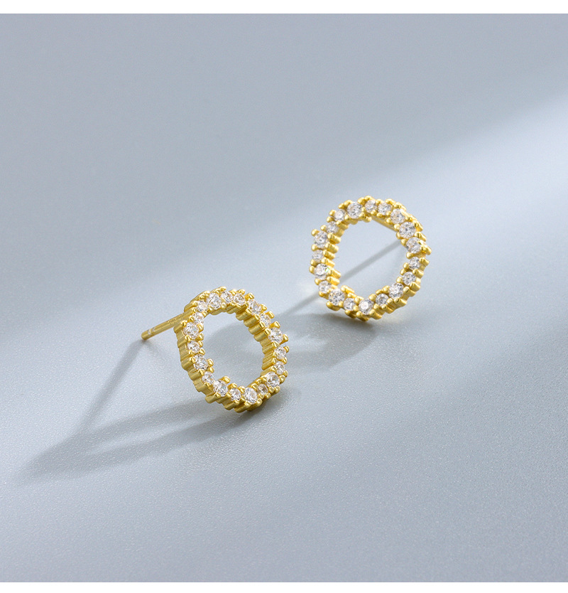 1 Pair Simple Style Circle Inlay Sterling Silver Artificial Diamond Ear Studs display picture 1