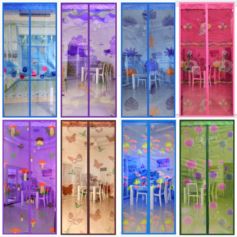 Magnetic Anti-Mosquito Door Curtain Without Punching Velcro Self-Adhesive Magnetic Soft Screen Door Bedroom Kitchen Living Room Curtain Breathable