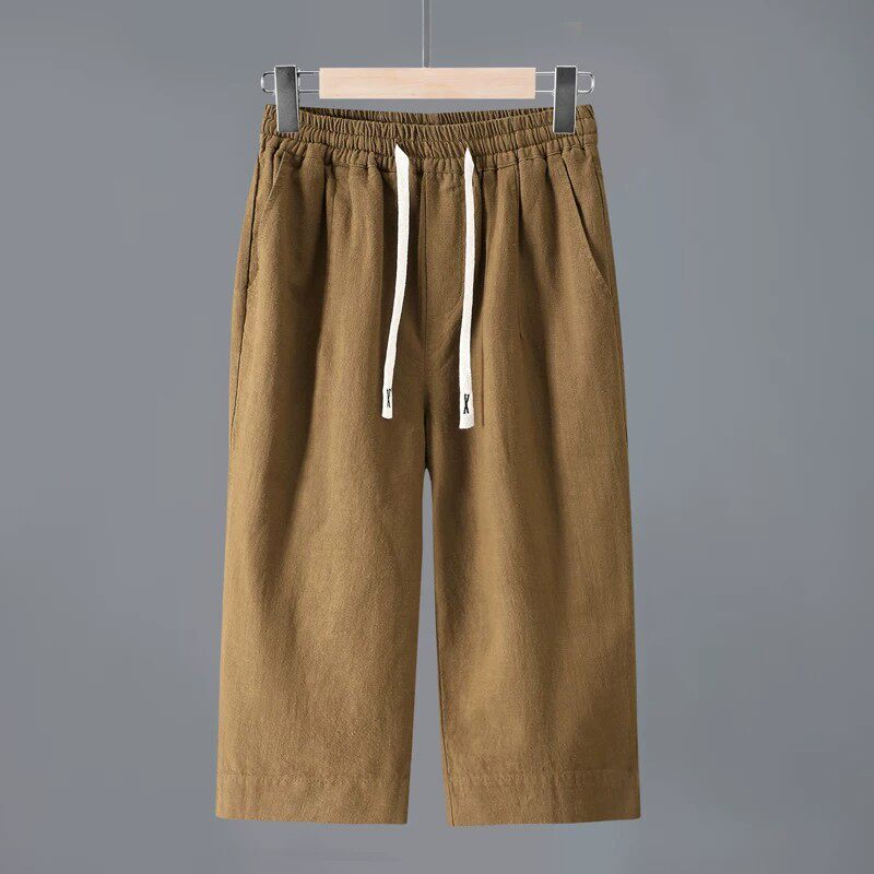 Light Luxury Solid Color Linen Over-The-Knee Shorts for Men, Summer Breathable Cotton-Linen Fabric, Three-Quarter Length Pants, Ramie Mid-Length Pants, Men's Pants Light Luxury Solid Color Linen Over-The-Knee Shorts for Men, Summer Breathable Cotton-Linen Fabric, Three-Quarter Length Pants, Ramie Mid-Length Pants, Men's Pants