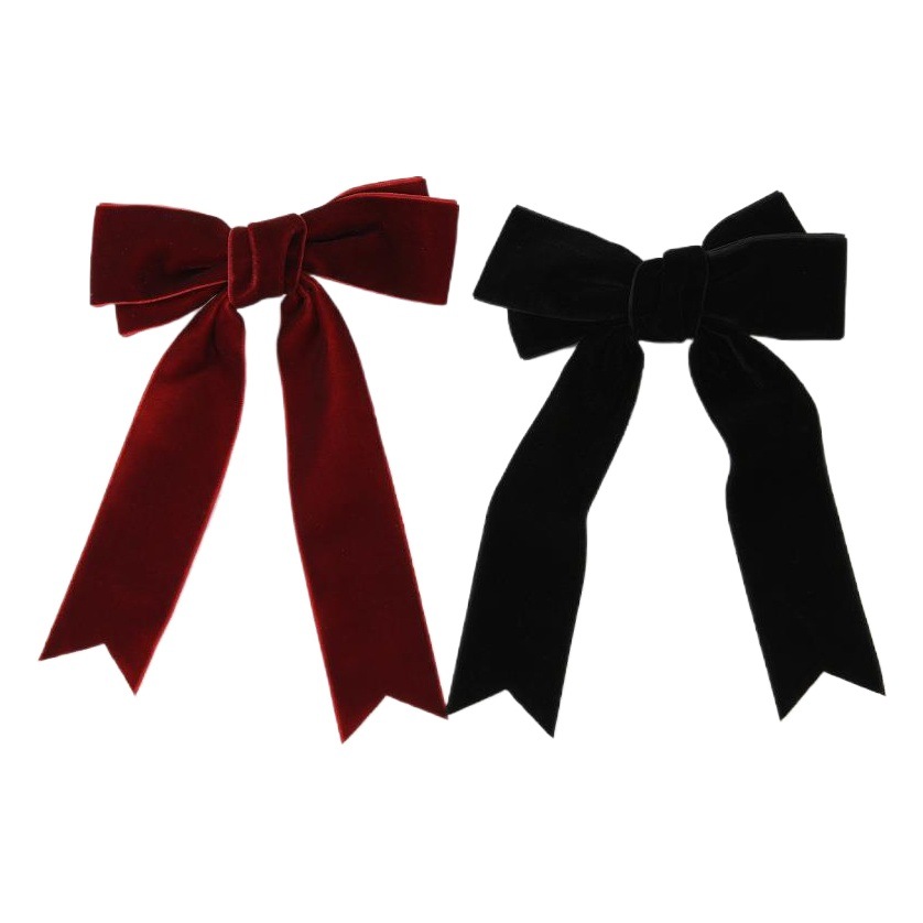 Japanese and Korean New Velvet Bow Ribbon Hair Clip Internet Popular ins French Style Lazy Style Back Head Top Hair Accessories for Women