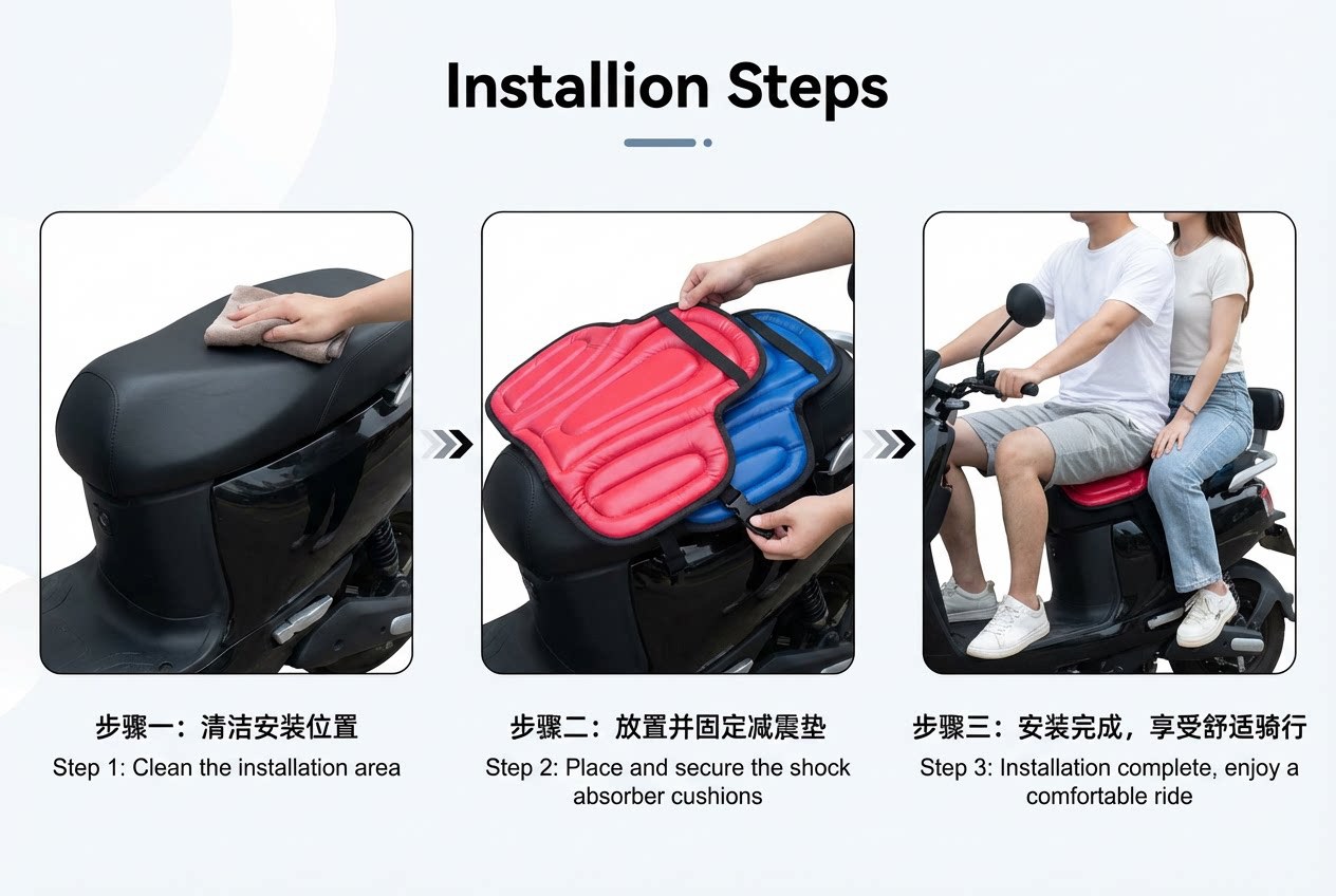 Sun Protection Seat Cushion Cover for Delivery Electric Vehicles, Shock-Absorbing Seat Cushion for Tricycles, Motorcycle Height-Increasing and Thickened Cushion, in Stock
