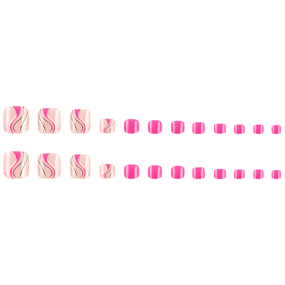 Rosé línea de uñas parche de uñas de pie de chica caliente desmontable pie de manicura al por mayor venta cruzada de uñas de pie calientes