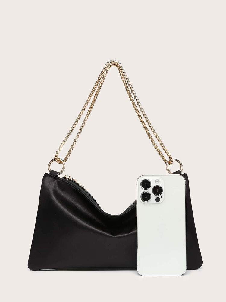 187g Weight Nylon Lining Material Zipper Closure Type Single Shoulder Strap Strap Type Shoulder Bag Bags Type Street Occasion Satin Material Women's Backpack Backpack Solid Color Pattern All Seasons Season Women's Gender Classic Style Style Square Shape Small Size Women's Small All Seasons Satin Solid Color Classic Style Square Zipper Shoulder Bag