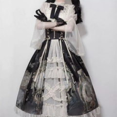 バタフライクロックopロリータサスペンダースカート日常かわいいlolita甘いスカート