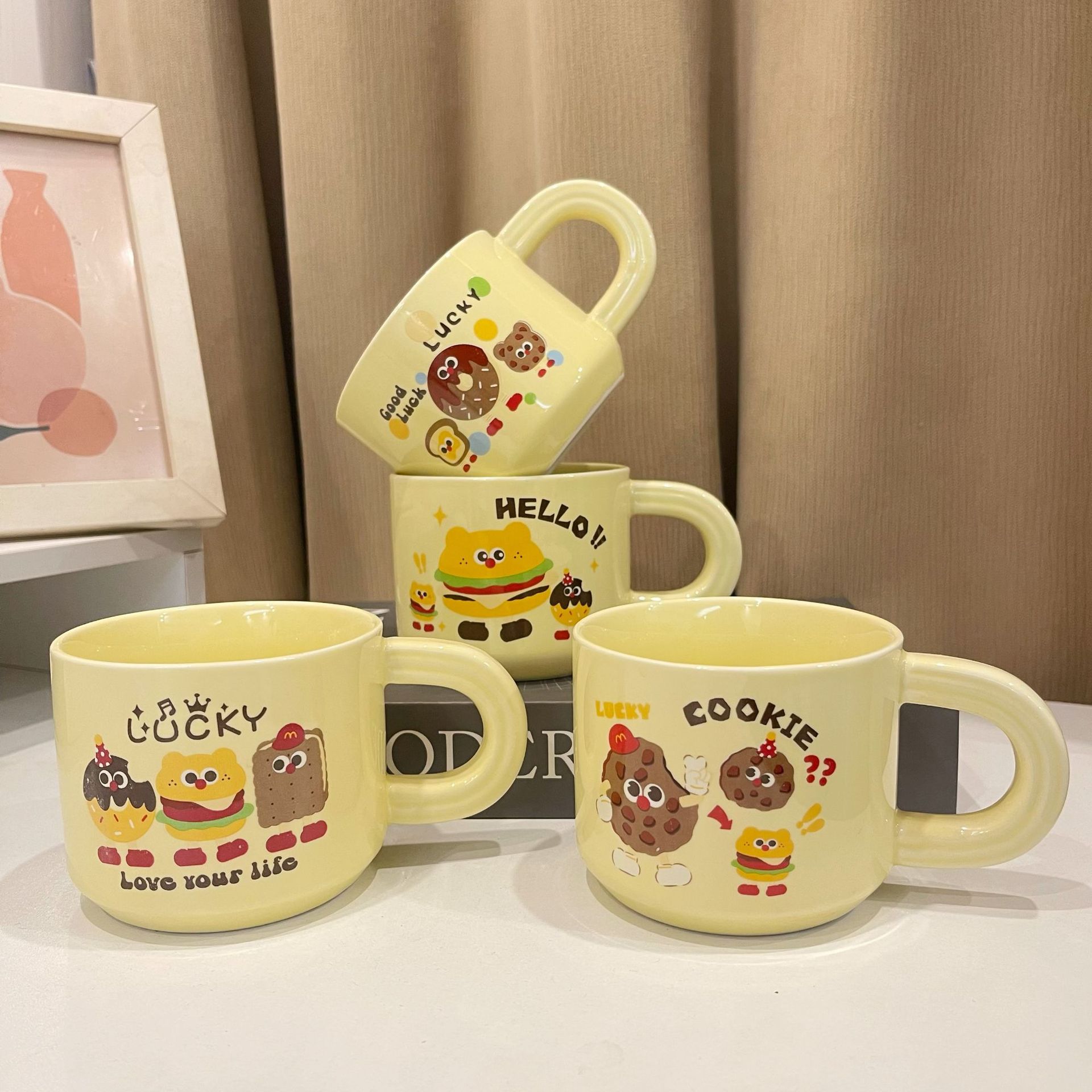 新款好運甜品馬克杯高顏值可愛陶瓷杯奶油風情侶杯開業活動禮品杯