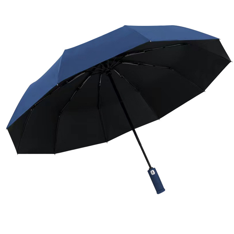 10-Rib 70% Off Top Quality Fully Automatic Flashlight LED Light And Rain Black Coating Sun Protection Business Folding Umbrella_voghion.com