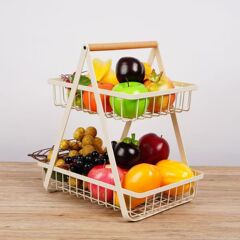 新しいキッチン収納ラック二層収納バスケットデスクトップ収納バスケット排水バスケット果物と野菜の高価値クリエイティブ収納バスケット