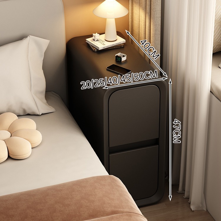 Cabina de cabecera de cama de aire de crema dormitorio pequeño ultra estrecho de hendidura cabina de lado de la cama sin instalación de cabina de almacenamiento de varios cajones dobles