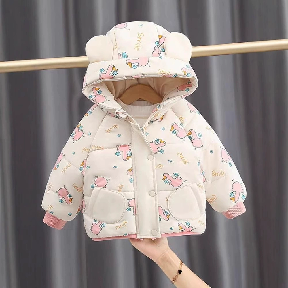Warm children's winter fuchsia down jacket girl's