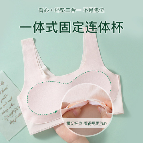 New Girls' Developmental Underwear for Adolescents, Padded Bralette for Middle and High School Students, Invisible Seamless Ice Silk Comfort Student Bra and Tank Top