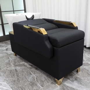 Hair Salon Shampoo Bed, Barber Shop Semi-Reclining Shampoo Bed with Ceramic Basin, Trendy Simple Sitting Salon