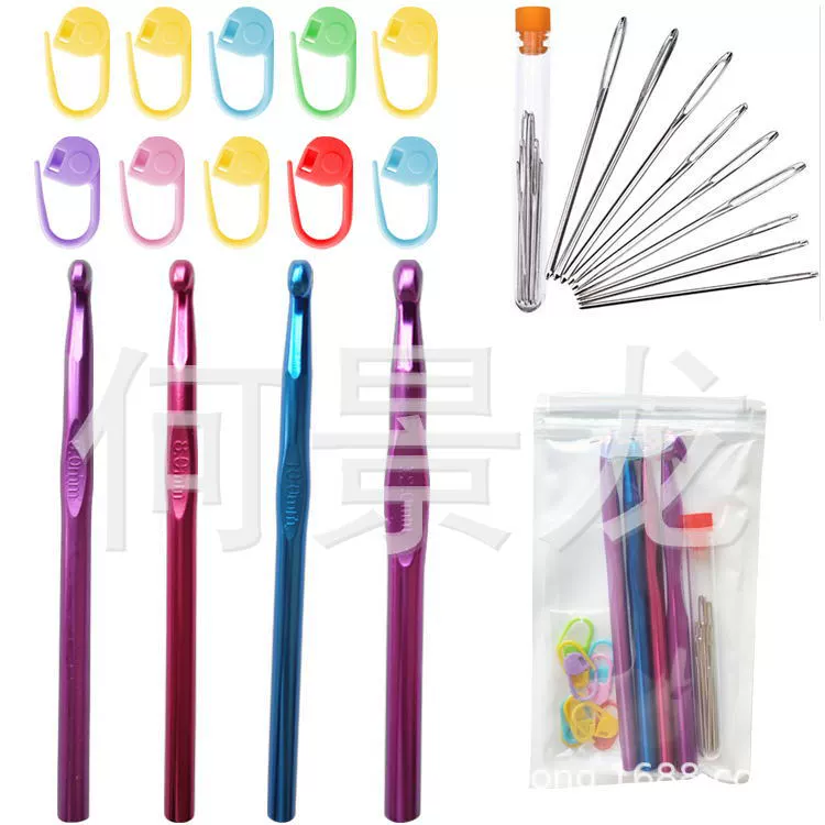 Amazon Вязаный крючком костюм Алюминиевый вязаный крючком 4 упаковки + аксессуары Вязание свитер Шерстяной вязаный крючком костюм