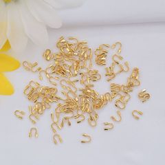 保色18k包金馬蹄扣U形護線扣手鍊項鍊收尾扣配飾diy手工串珠材料