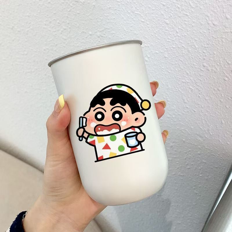 Crayon Shin-Chan Mouthwash Cup Stainless Steel Couple Pair of High-Looking and Cute Wash Cups for Home Use Without Mold for Men and Women
