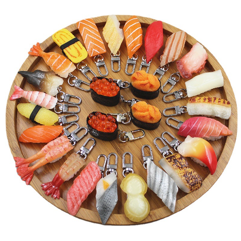 擬似大食玩具置物和風サーモン寿司キーホルダー創意学生プレゼントカバンins