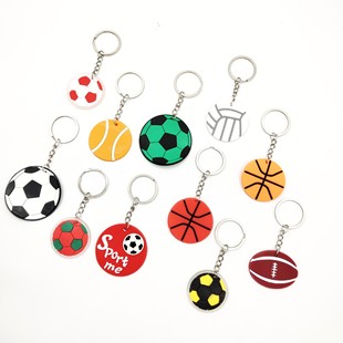Cross-Border Wholesale Cartoon Football Keychains Rugby Basketball Volleyball Pendants Children's Keychains Cute New