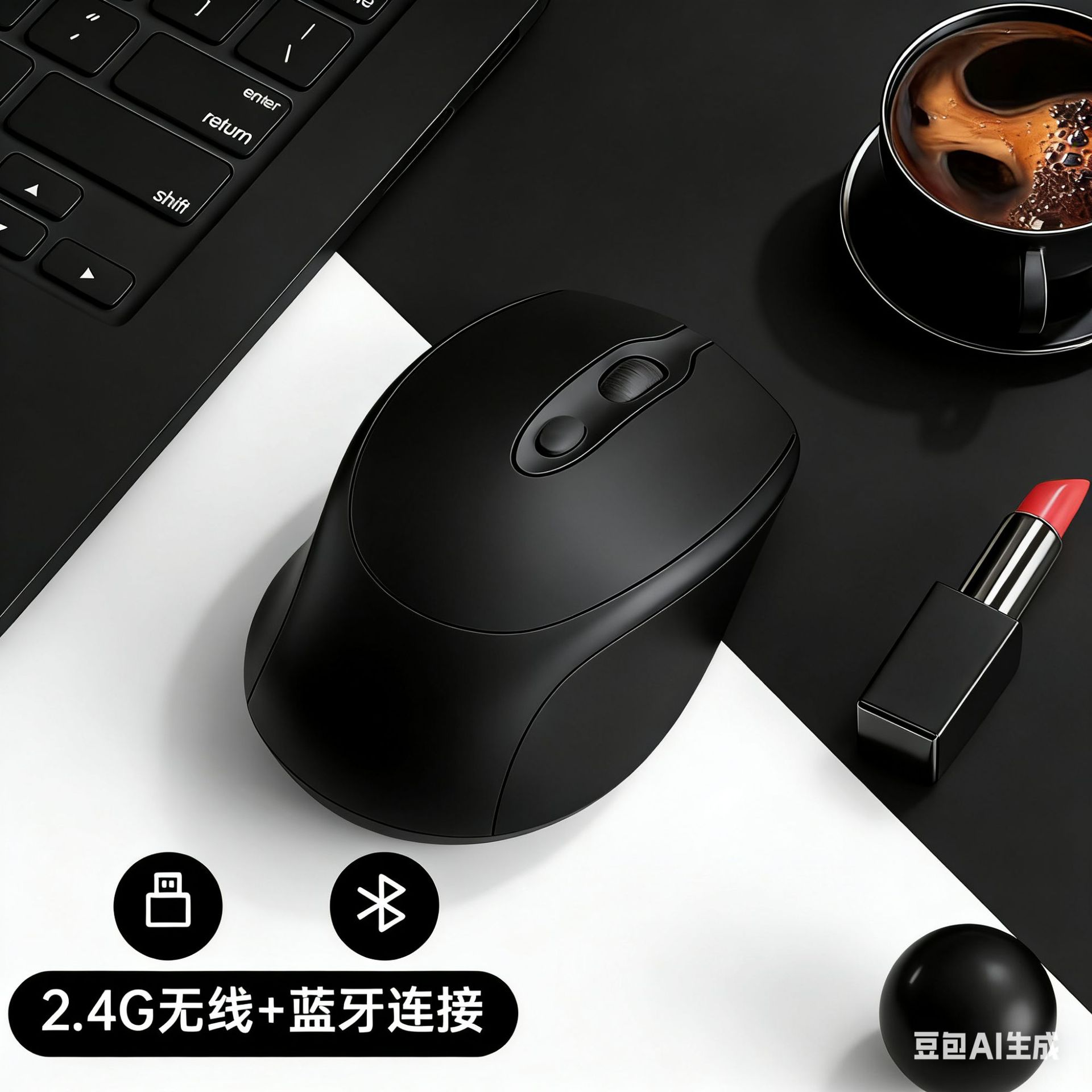 M127 Mysterious Black-Dual Mode [Bluetooth + 2.4G Wireless Version] Silent Butto…