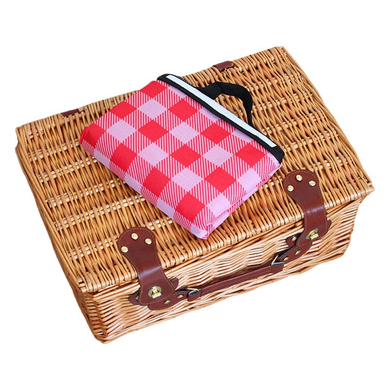 Yiran cesta de mimbre con tapa ins Salida de Primavera al aire libre conjunto completo de vajilla pastoral picnic ratán tejido cesta de picnic
