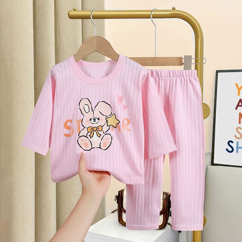 子供用ホームウェアセット、ベースレイヤー、パジャマセット、男の子と女の子のパンツとトップス、2025新しいスタイル|undefined