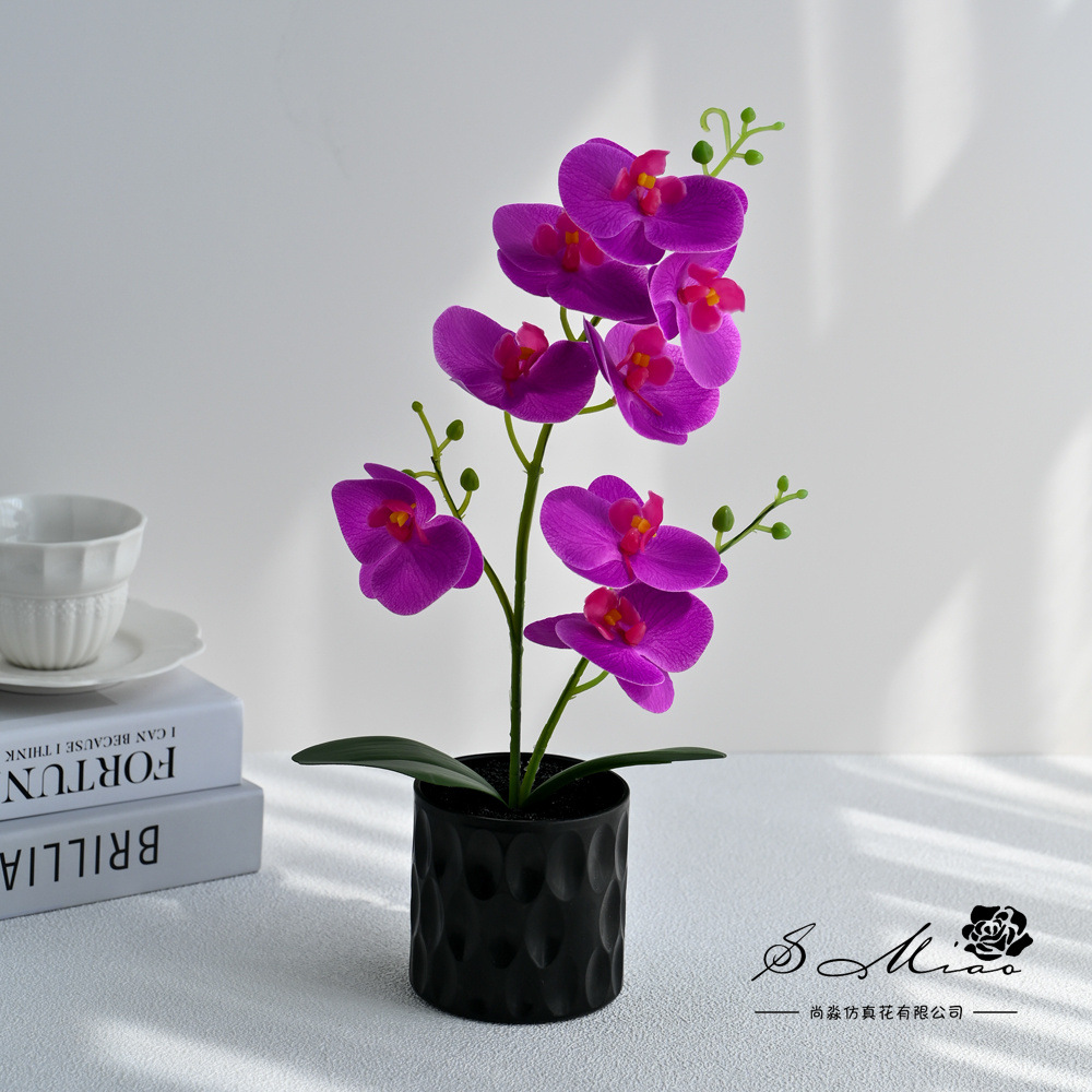 8 flores mariposa orquídea bonsai imitación maceta flores falsas decoración del hogar fotografía bodas adornos de flores artificiales image 5