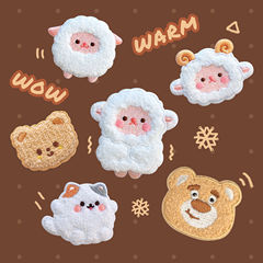 自粘免縫布貼羽絨服破洞無痕補丁貼衣服圍巾包包小羊小熊刺繡貼布