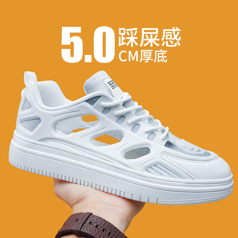 Sandals Men's Summer Hollow Breathable Driving Casual Sneakers Fashionable Hole Shoes Sports Beach Shoes White Shoes