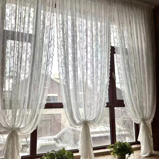 Romantic French Gauze Curtain Lace Retro Girly White Gauze Fairy Style Mesh Curtain Living Room Balcony Gauze