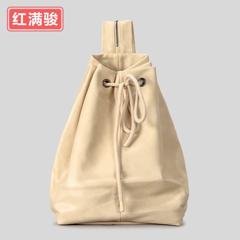 简约水桶背包大容量韩系抽绳单肩双肩包时尚质感束口书包女批发|undefined