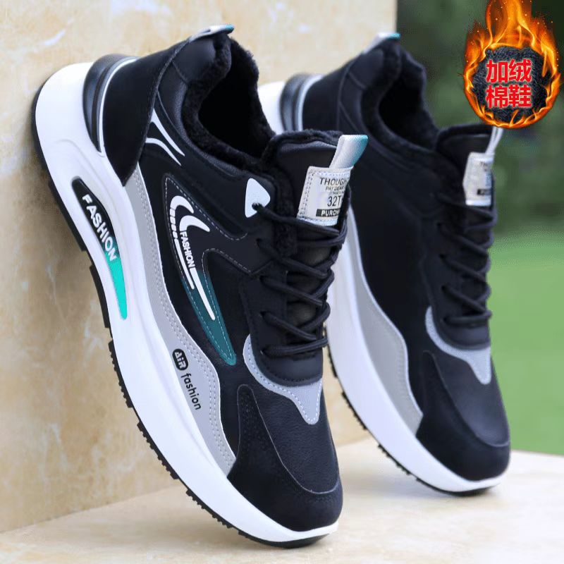 Zapatos de algodón de invierno para hombres nuevos zapatos deportivos de terciopelo grueso tendencia universal zapatos casuales antideslizantes zapatos para hombres para correr