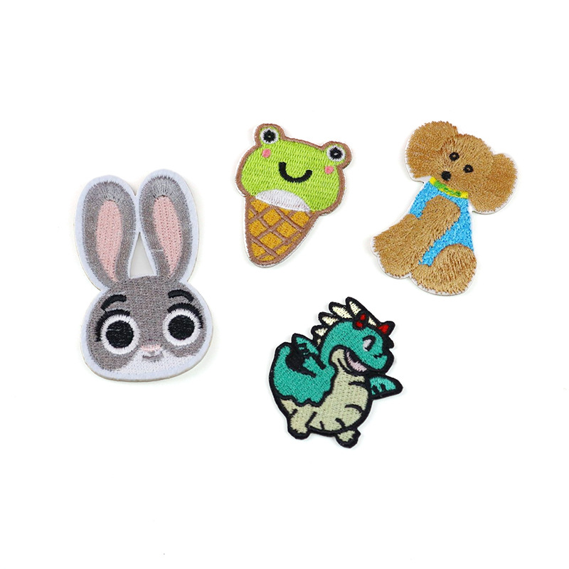 Animal dibujos animados bordado bordado pegatinas de tela pegatinas de espalda pegatinas de bordado de computadora pegatinas de ropa bolsas pegatinas de agujeros pegatinas de parche sello de tela decoración