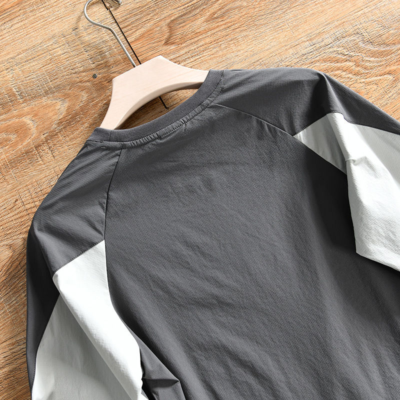 Men's Clothing mountain casual autumn new men's outdoor sports high end color matching quick drying stretch long sleeved T shirt_voghion.com
