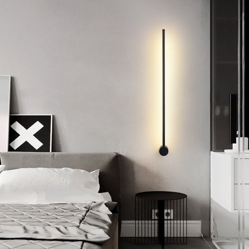 En stock al por mayor moderno minimalista decoración de la pared de fondo modelo de habitación lámparas de Hotel De noche negro LED lámpara de pared