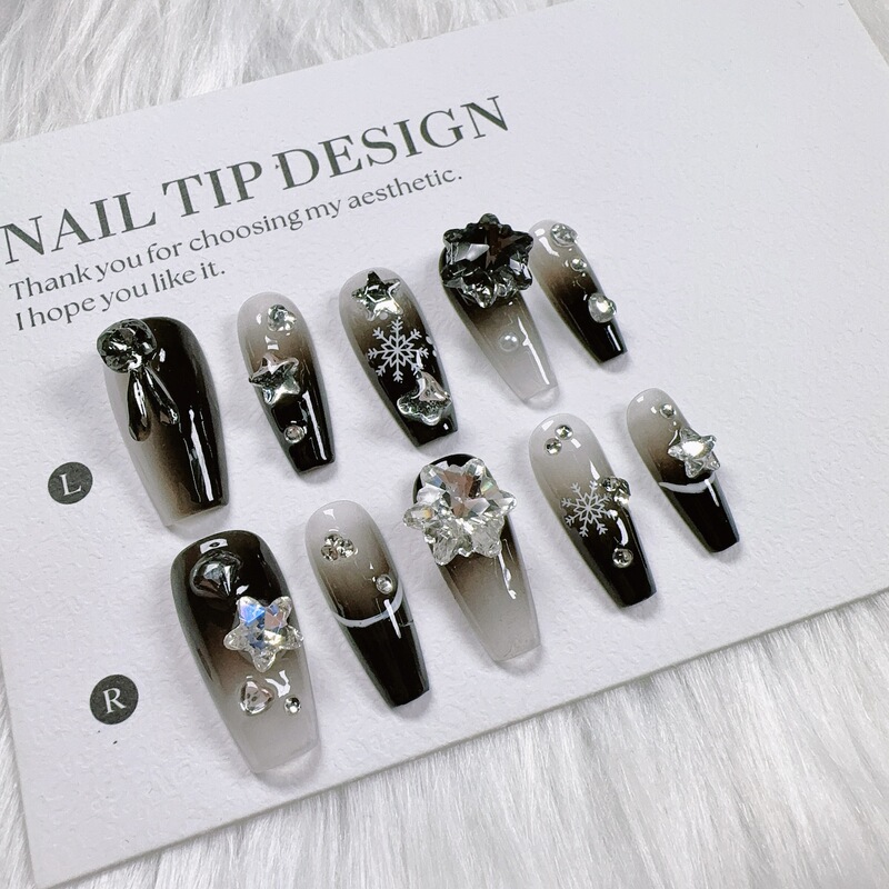 Gradient Colorful Snowflake Zircon Diamond Nail Art Christmas French Dark Color Press-On Nails Cat Eye Bunny Design Gradient Colorful Snowflake Zircon Diamond Nail Art Christmas French Dark Color Press-On Nails Cat Eye Bunny Design